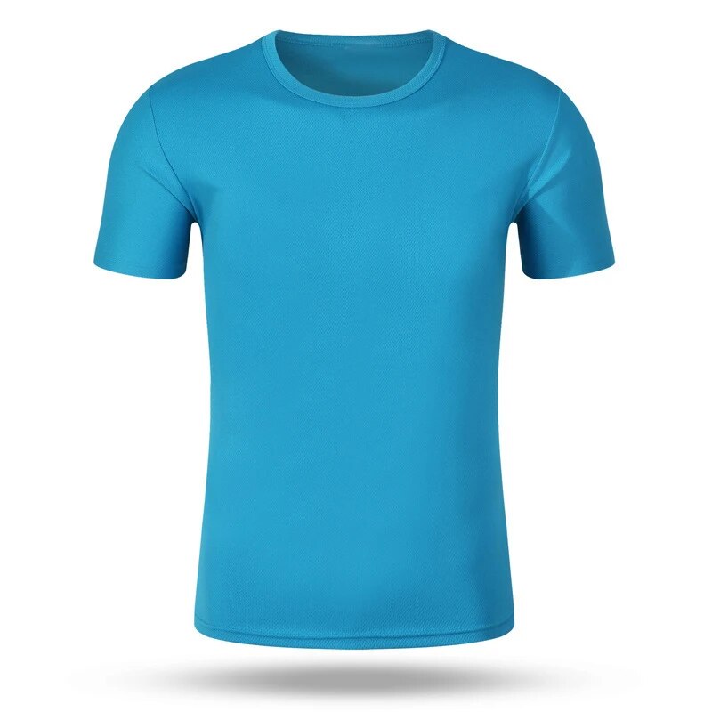 Men's Casual Round Neck Short Sleeve Sport T-Shirt Light Blue